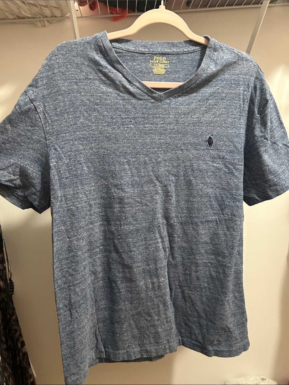 Polo by Ralph Lauren Heather Navy Blue V-Neck Tee